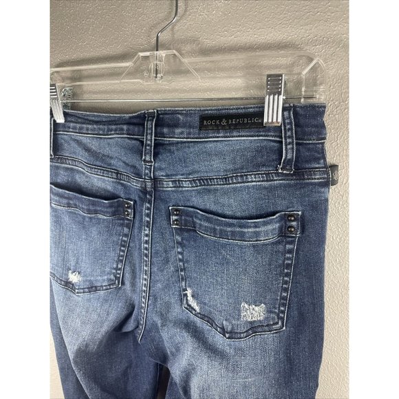 Rock & Republic Women's Skinny Jeans - Distressed Embellished - Size 6 - Picture 5 of 8